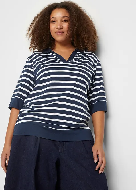 Poloskjorte i viskosemiks, bonprix