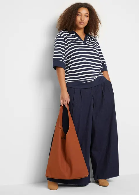 Poloskjorte i viskosemiks, bonprix