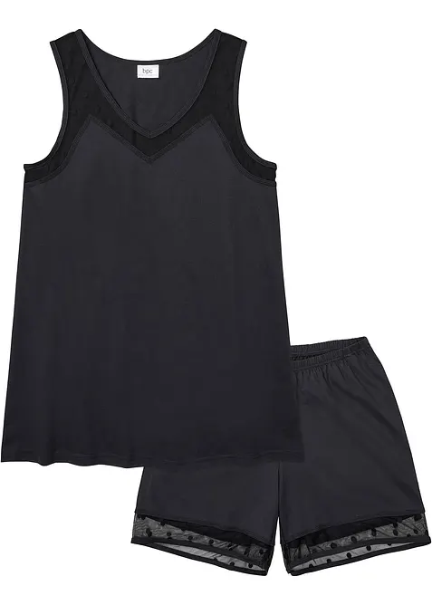 Kort pyjamas med nydelige, innfelte blonder, bonprix