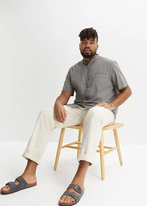 Kortermet skjorte i vasket look, bonprix