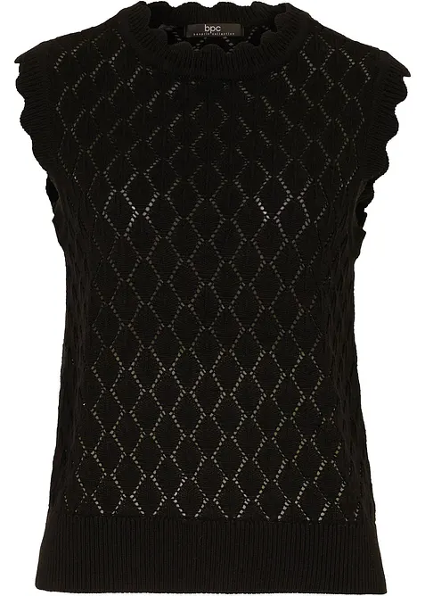 Strikket vest i bomullsmiks med hullmønster, bonprix