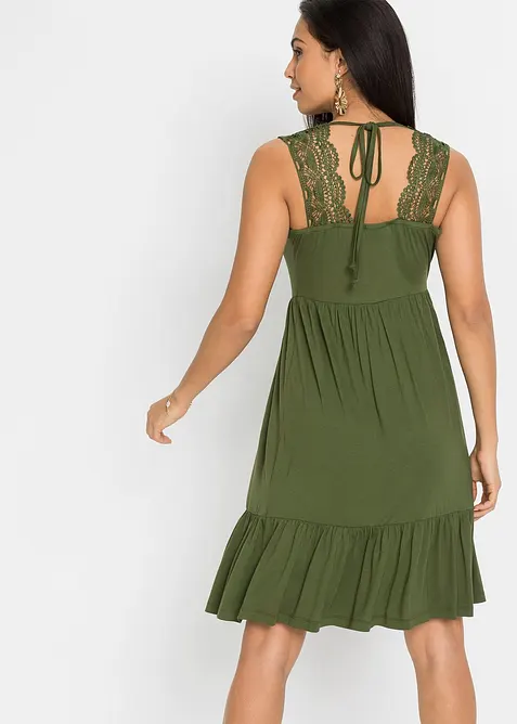 Jerseykjole med blonder, bonprix