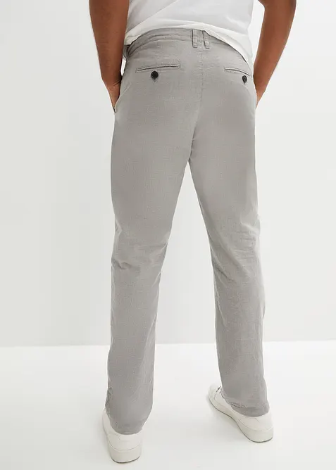 Regular Fit-pull on-bukse i chinos-modell med lin, Straight, bonprix