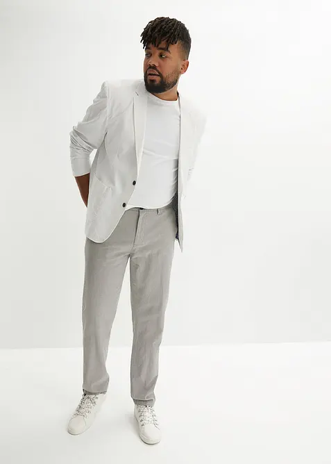 Regular Fit-pull on-bukse i chinos-modell med lin, Straight, bonprix