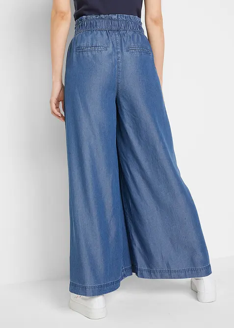 7/8-lang jeans i lett materiale med vide ben og splitt i siden, bonprix