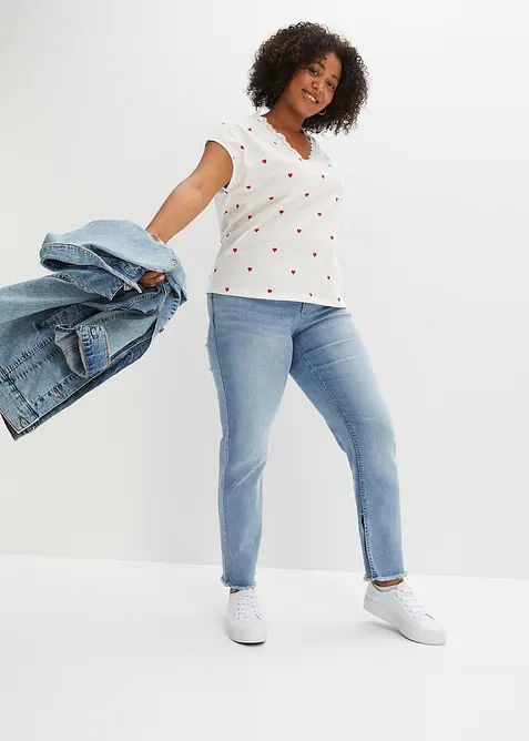 Topp i 100% bomull med trykk, bonprix