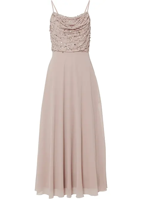 Kjole med stropper og paljettbroderi, bonprix