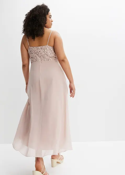 Kjole med stropper og paljettbroderi, bonprix