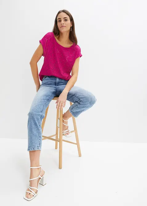 Topp med hullbroderi, bonprix