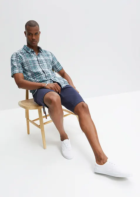 Kortermet skjorte i kreppmateriale av 100% bomull, bonprix