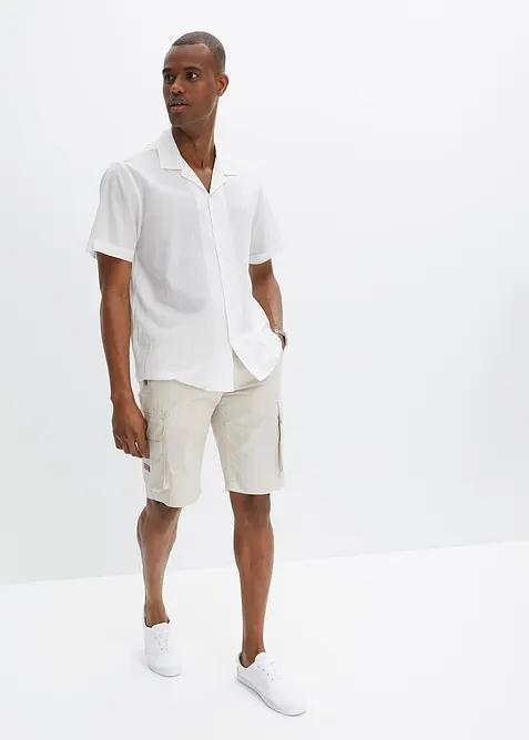 Cargo-bermudashorts med elastisk linning og belte, Regular fit, bonprix