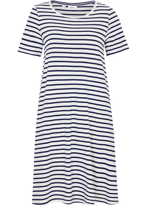 Trikotkjole med lommer, i flammegarn av bomull, knelang, bonprix