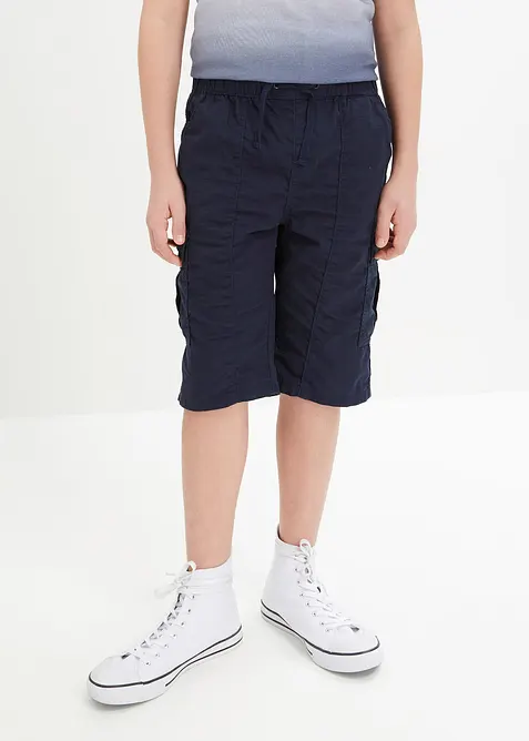 Pull on-bermudashorts i økologisk bomull med cargolommer, Regular Fit, bonprix