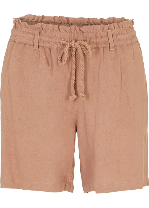 Paperbag-shorts med lin, bonprix