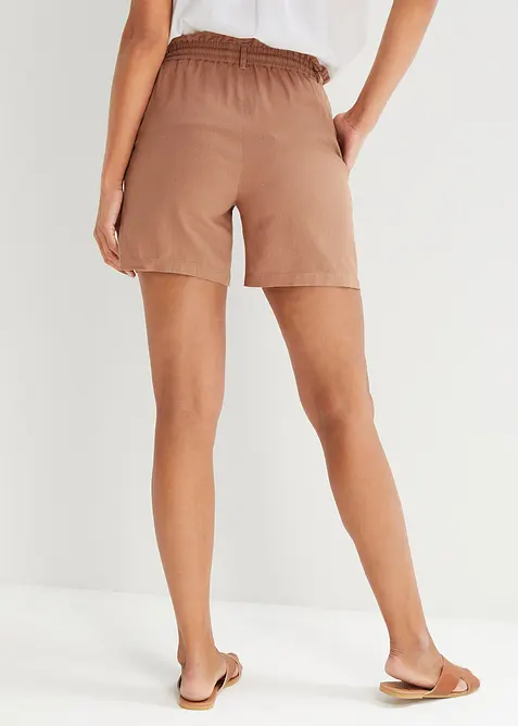 Paperbag-shorts med lin, bonprix