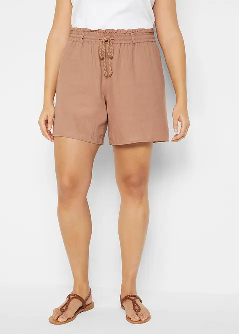 Paperbag-shorts med lin, bonprix