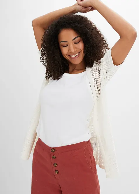 Cardigan med hullmønster, bonprix