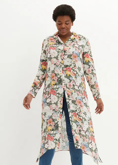 Lang bluse i lett viskose, bonprix