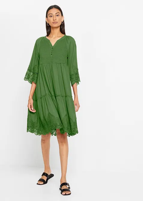 Skjortekjole med blonde, bonprix