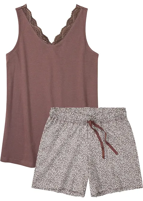 Kort pyjamas med fine blonder, bonprix