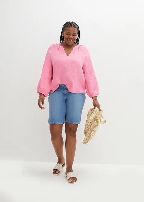 Oversized bluse i musselin, bonprix