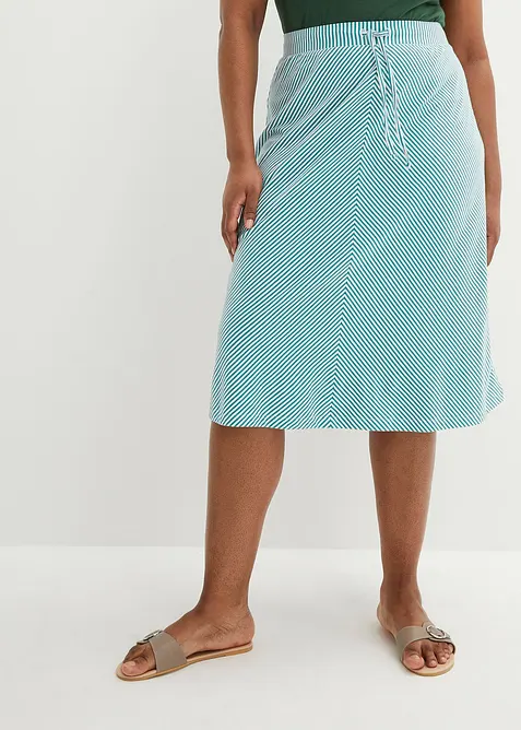 Knelangt jerseyskj&oslash;rt med stripem&oslash;nster, bonprix