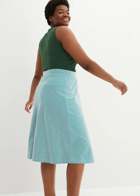 Knelangt jerseyskj&oslash;rt med stripem&oslash;nster, bonprix