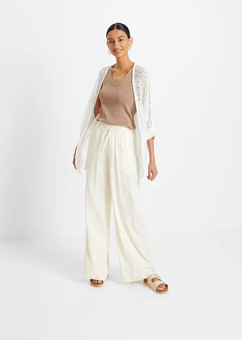 Lang cardigan med hullmønster, bonprix