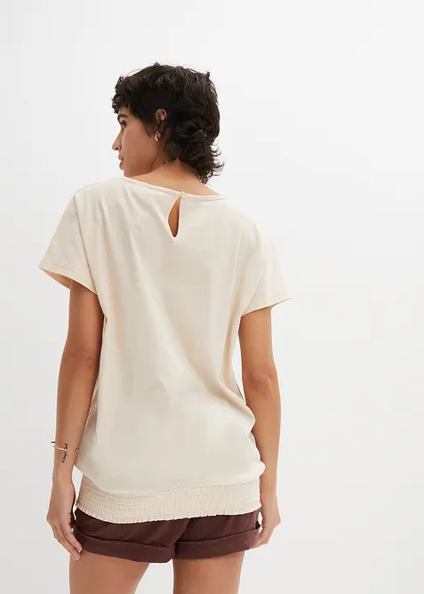 Topp i flammegarn av økologisk bomull med vaflet linning, bonprix