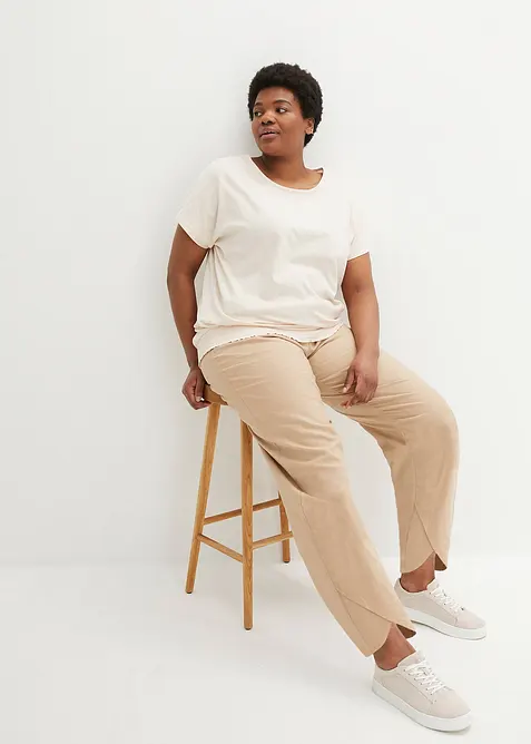 Topp i flammegarn av økologisk bomull med vaflet linning, bonprix