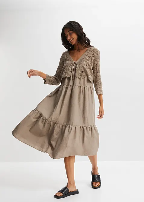 Bolero med hullmønster og 3/4-lange ermer, bonprix