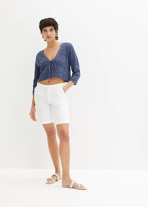 Bolero med hullm&oslash;nster og 3/4-lange ermer, bonprix