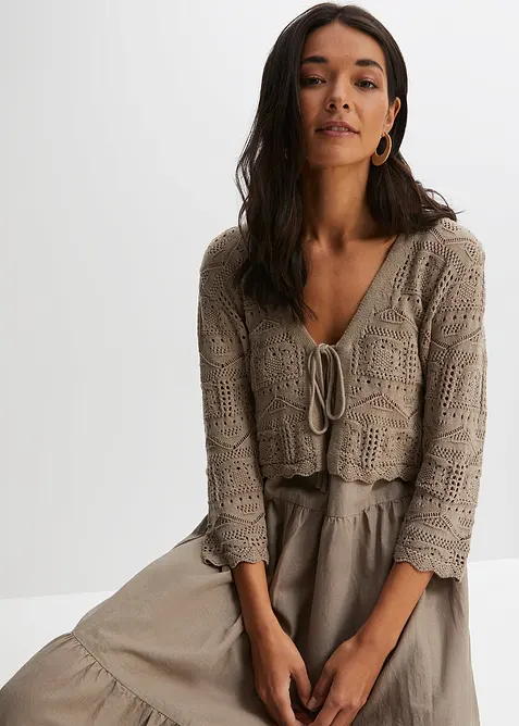 Bolero med hullmønster og 3/4-lange ermer, bonprix