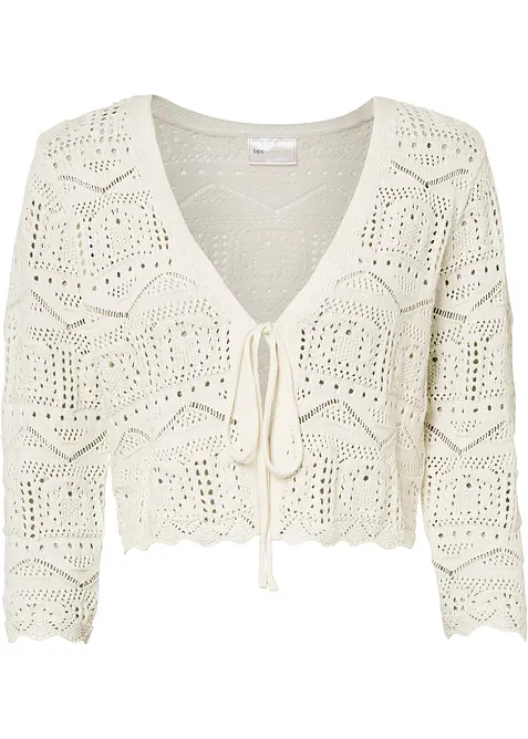 Bolero med hullm&oslash;nster og 3/4-lange ermer, bonprix