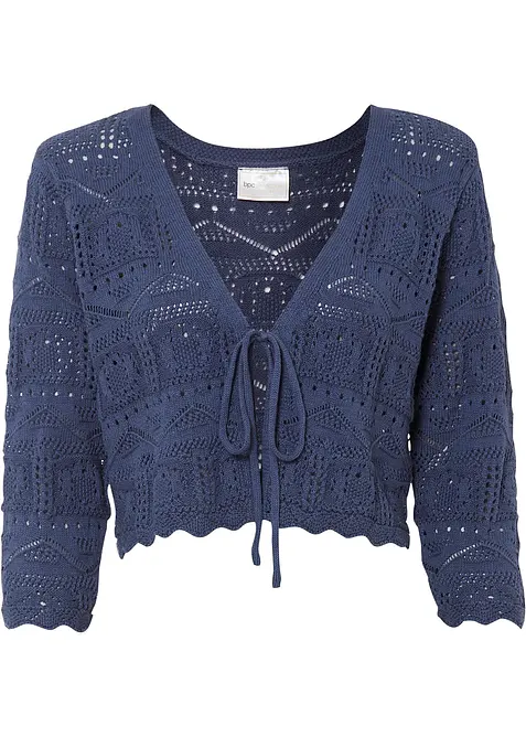 Bolero med hullm&oslash;nster og 3/4-lange ermer, bonprix