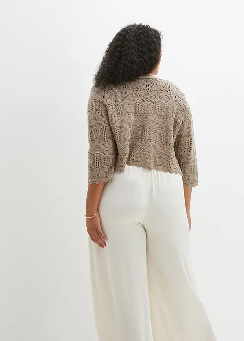 Bolero med hullmønster og 3/4-lange ermer, bonprix