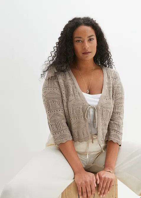 Bolero med hullmønster og 3/4-lange ermer, bonprix