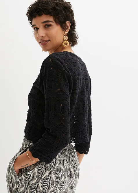 Bolero med hullm&oslash;nster og 3/4-lange ermer, bonprix