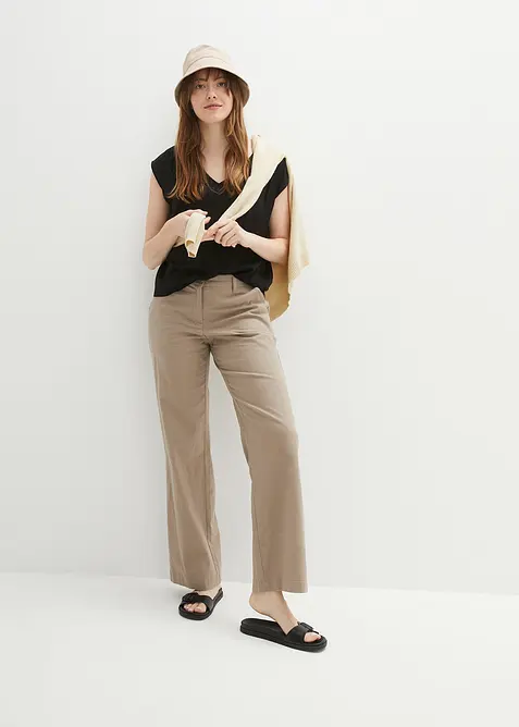 Kortermet bluse med V-hals, bonprix