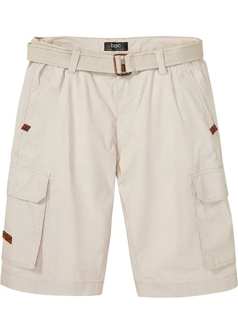 Cargo-bermudashorts med elastisk linning og belte, Regular fit, bonprix