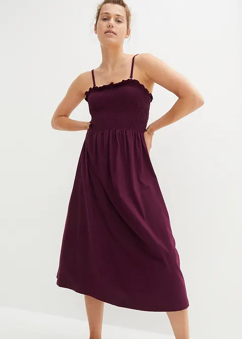 Jerseykjole i maxi-lengde med vaflet overdel, bonprix