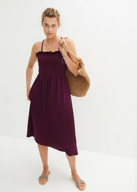 Jerseykjole i maxi-lengde med vaflet overdel, bonprix