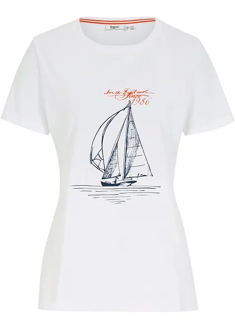 T-skjorte i bomull med sidesplitt og trykk, bonprix