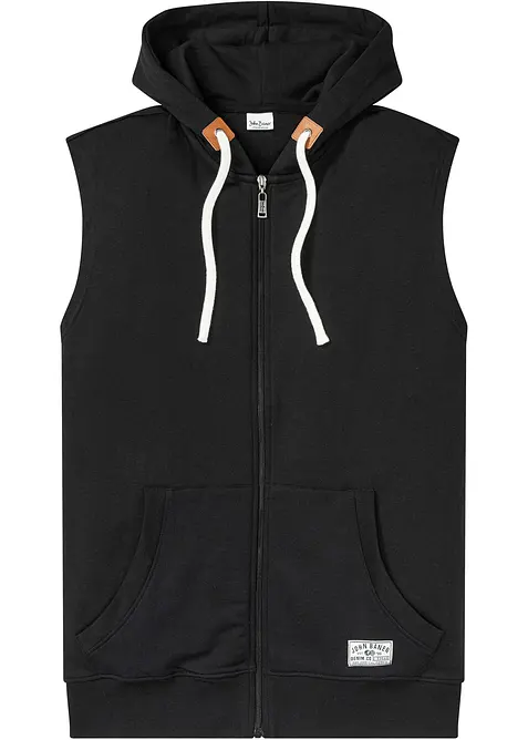 Sweatvest med hette i myk bomullsmiks, bonprix