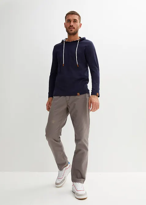 Langermet shirt med hette, av &oslash;kologisk bomull, bonprix