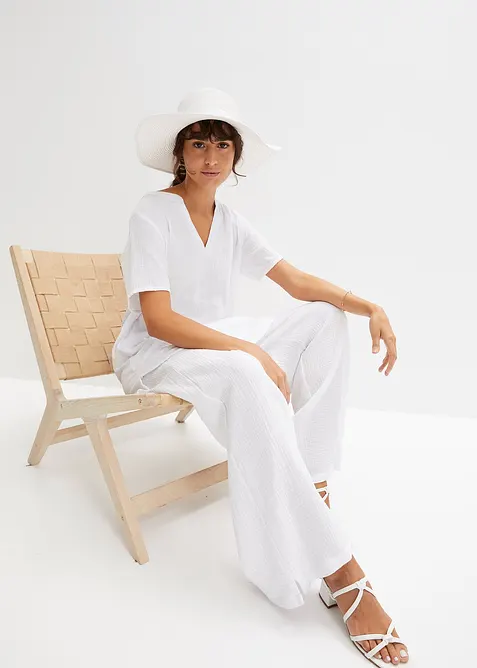 Lang tunika av ren bomullsmusselin, bonprix