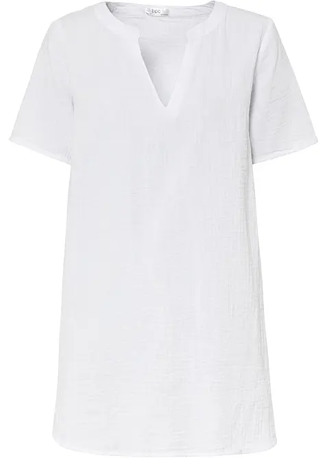 Lang tunika av ren bomullsmusselin, bonprix