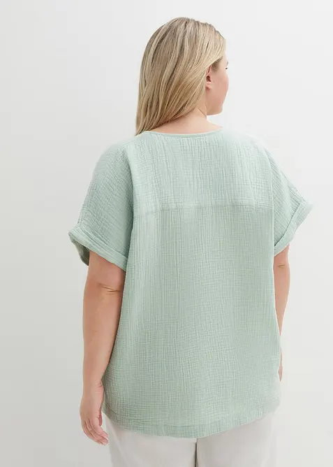 Kortermet bluse i musselin, bonprix