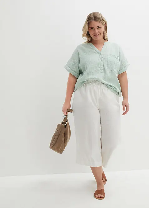 Kortermet bluse i musselin, bonprix