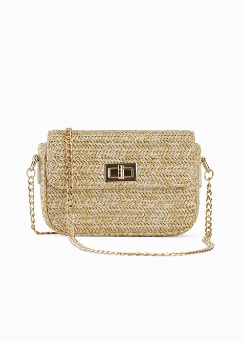 Skulderveske i str&aring;look med glittertr&aring;der, bonprix